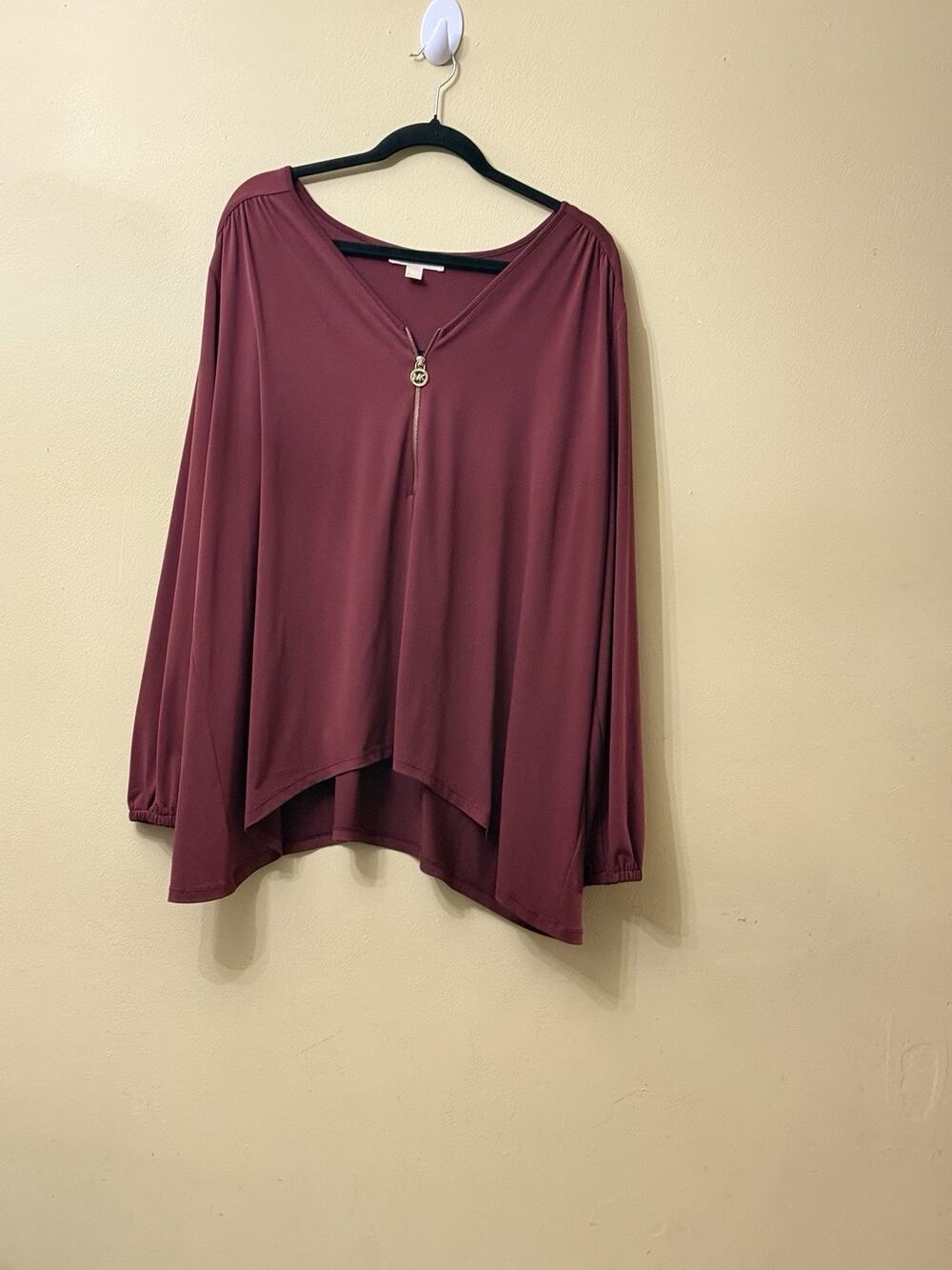 Michael Kors Blouse Womens 3X Burgundy Corporate Core Fall Jewel Tone Glam Chic
